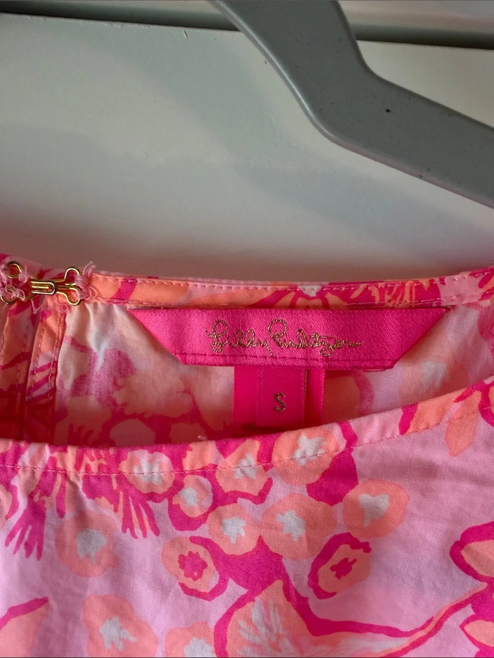 Lilly Pulitzer Neon Pink & Coral Floral Puff-Sleeve Blouse